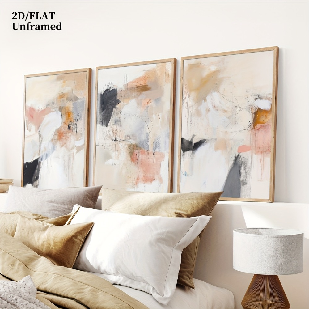 Abstract Canvas Set - Lot de 3 tableaux muraux sans