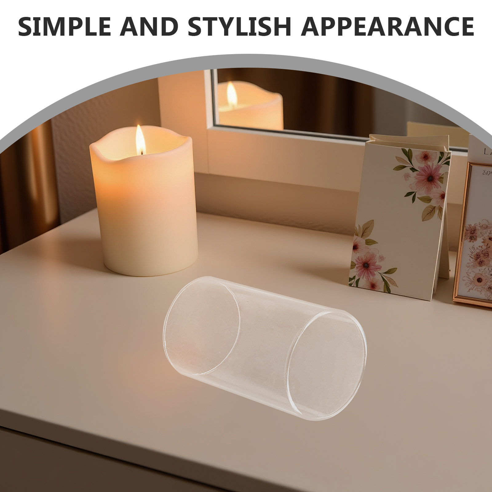 Candle Holder Decor - Porte-bougie en verre, abat-jour tubulaire transparent,