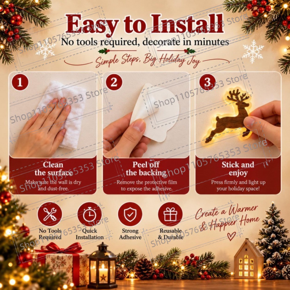 Décor de Noël 2027, renne lumi - Wall Sticker avis et prix