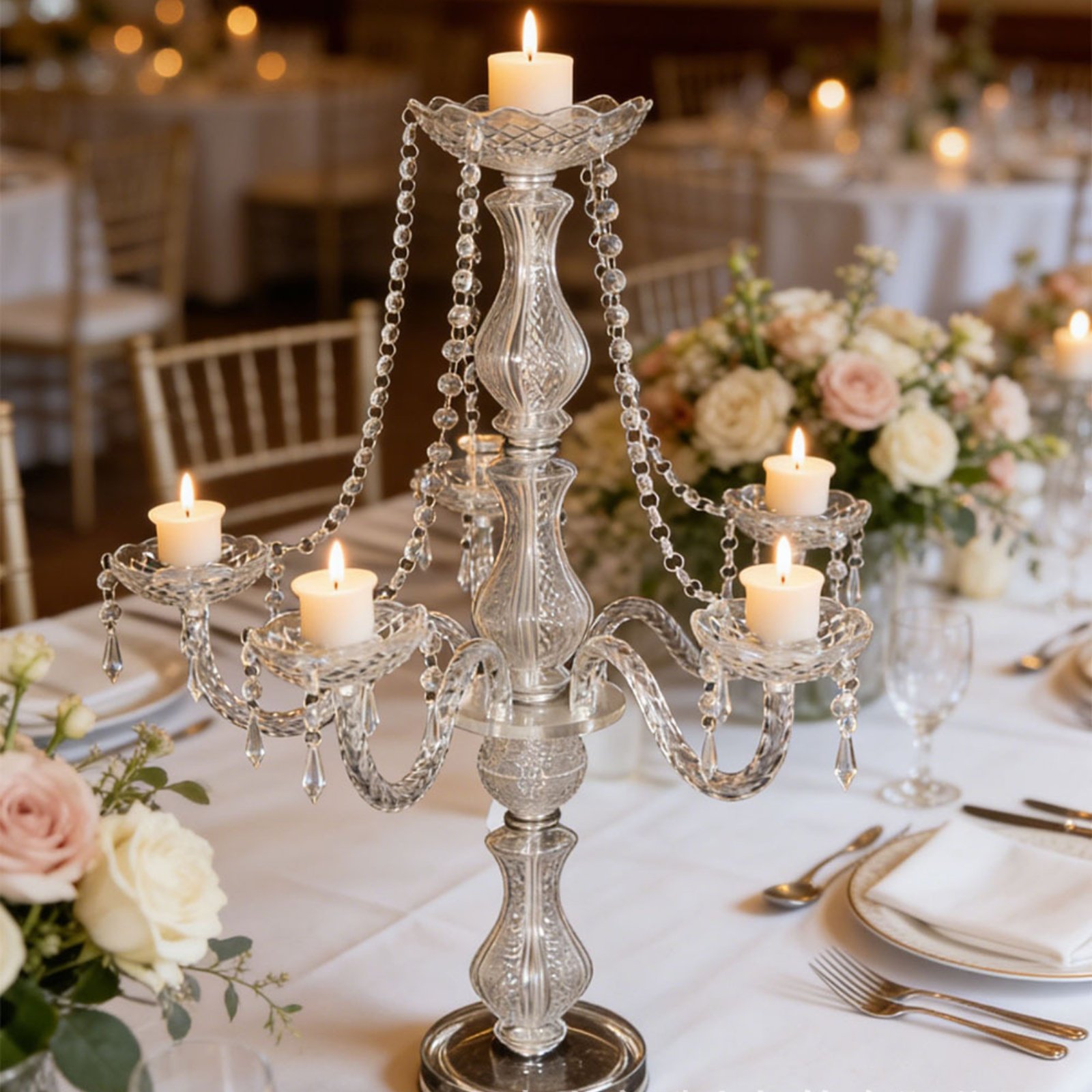 Candélabre en cristal élégant  - Candle Holder Decor avis et prix