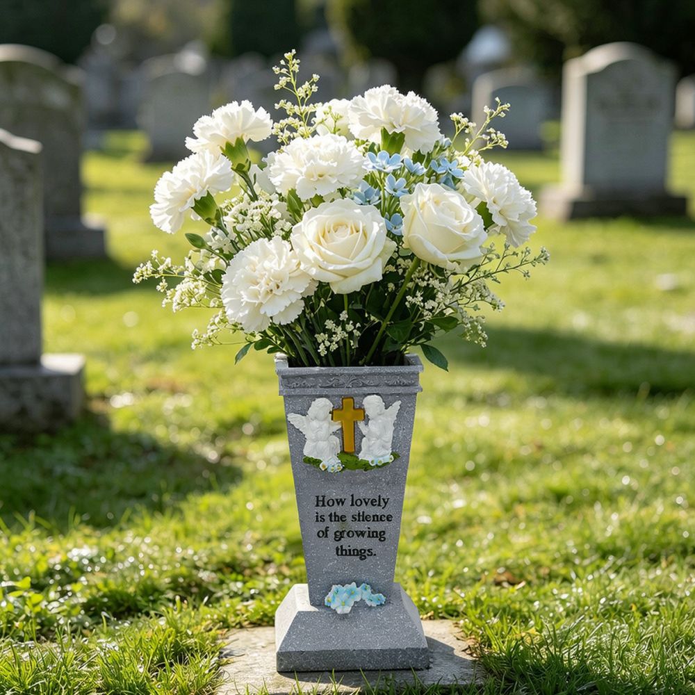 Vase funéraire en résine, croi - Vase Decor avis et prix